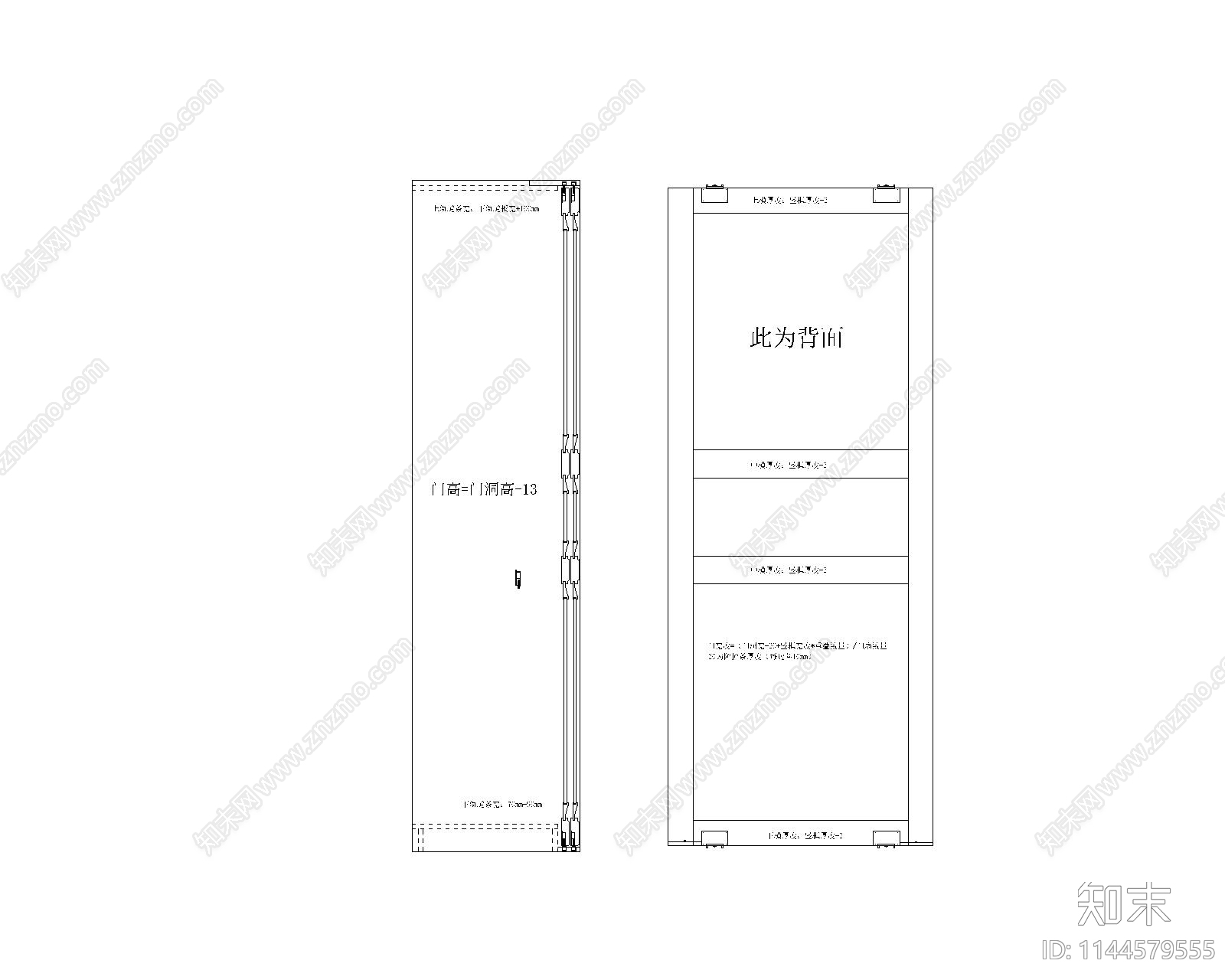 实木移门柜cad施工图下载【ID:1144579555】