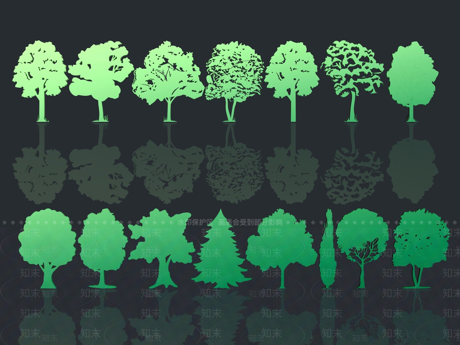 现代植物剪影墙饰3D模型下载【ID:1145291093】