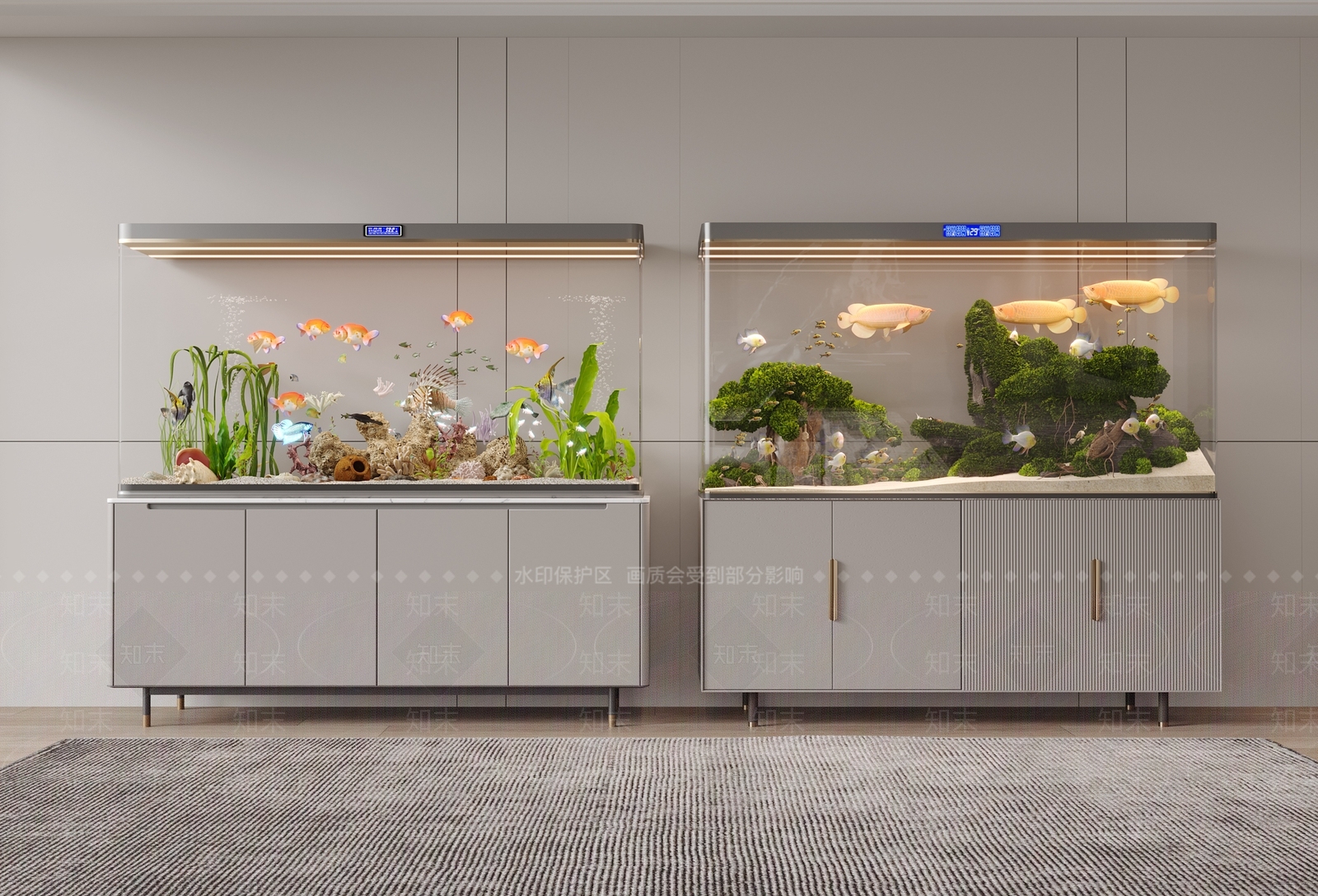 现代鱼缸水族3D模型下载【ID:1144583076】