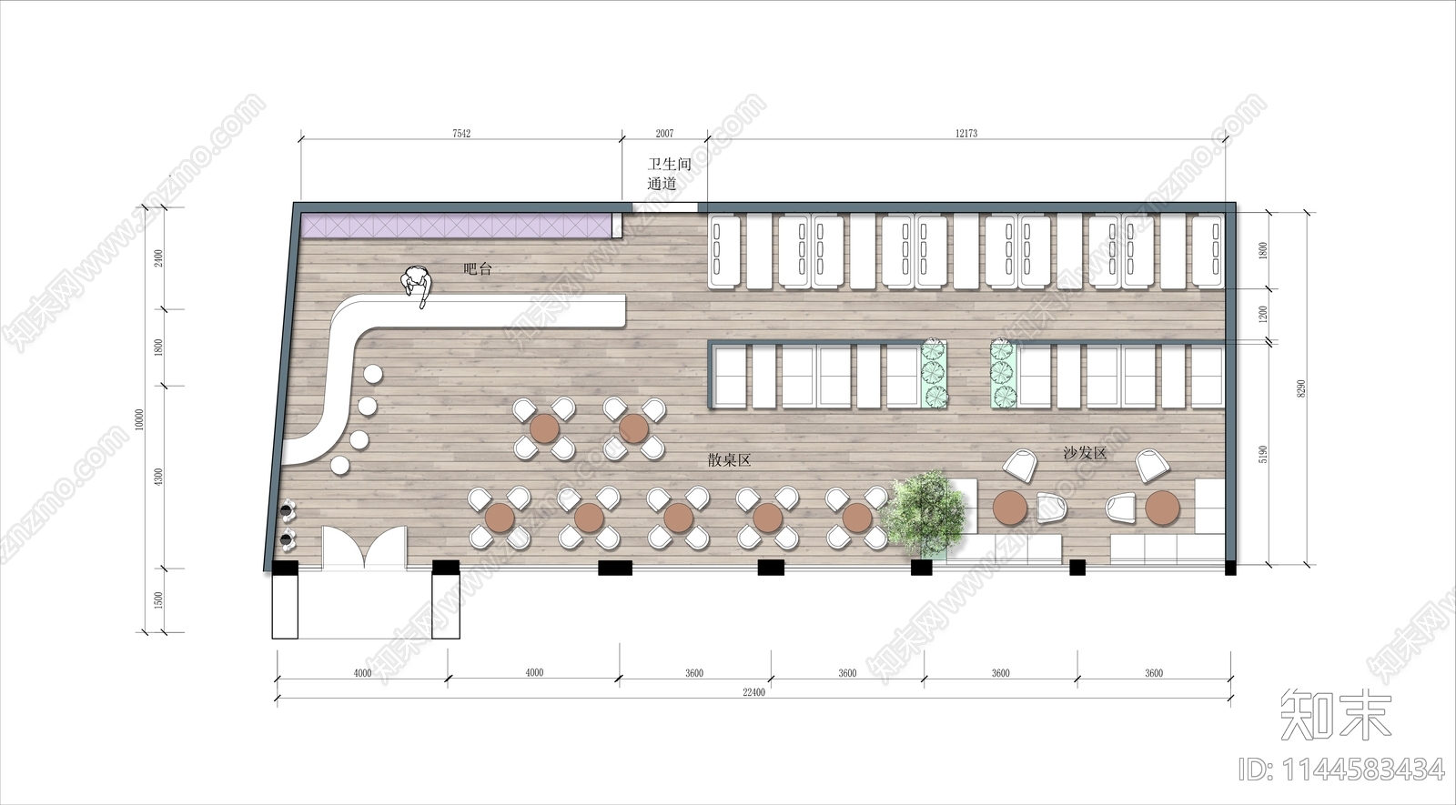 200㎡咖啡馆平面布置图施工图下载【ID:1144583434】
