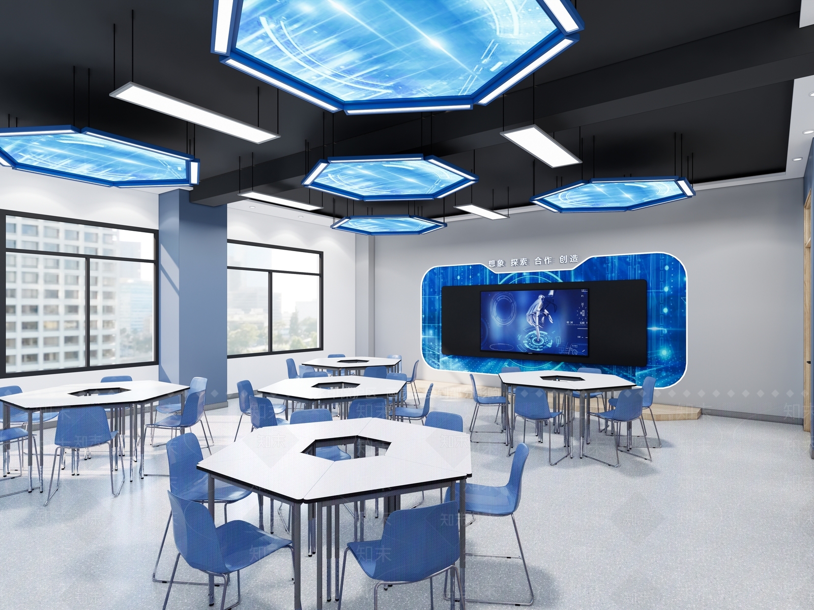 现代学校教室SU模型下载【ID:1144599889】