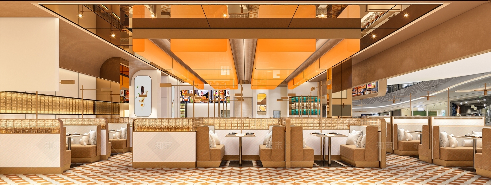 现代快餐店3D模型渲染效果图
