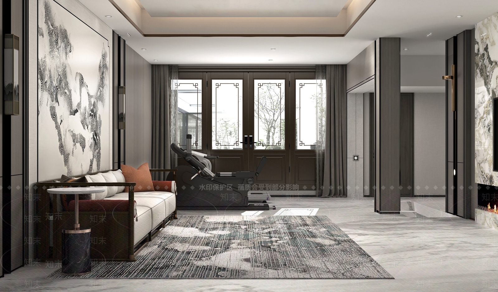 新中式双开门3D模型3D模型下载【ID:1144615418】