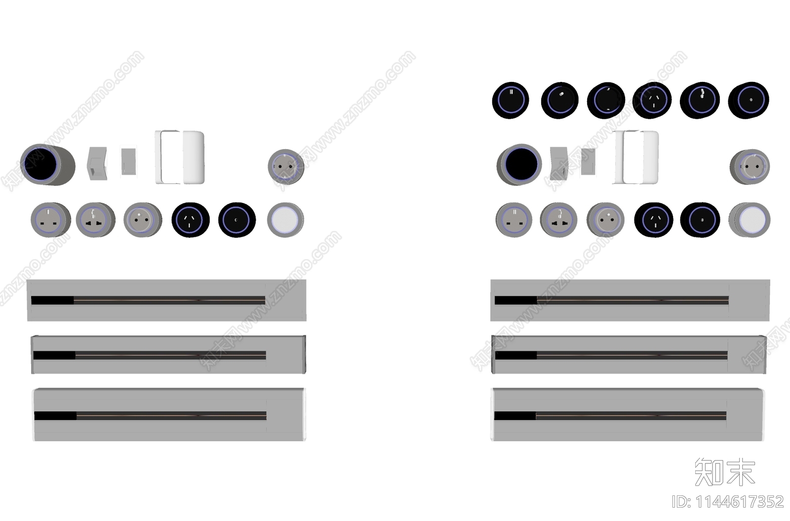 现代开关插座组合SU模型下载【ID:1144617352】