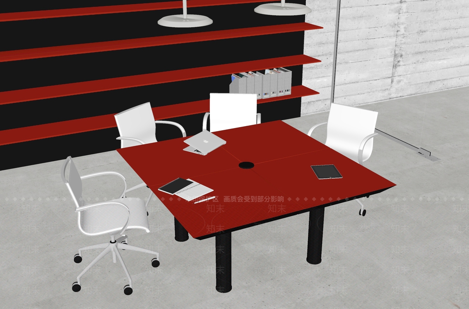 现代会议桌椅组合SU模型下载【ID:1144619867】