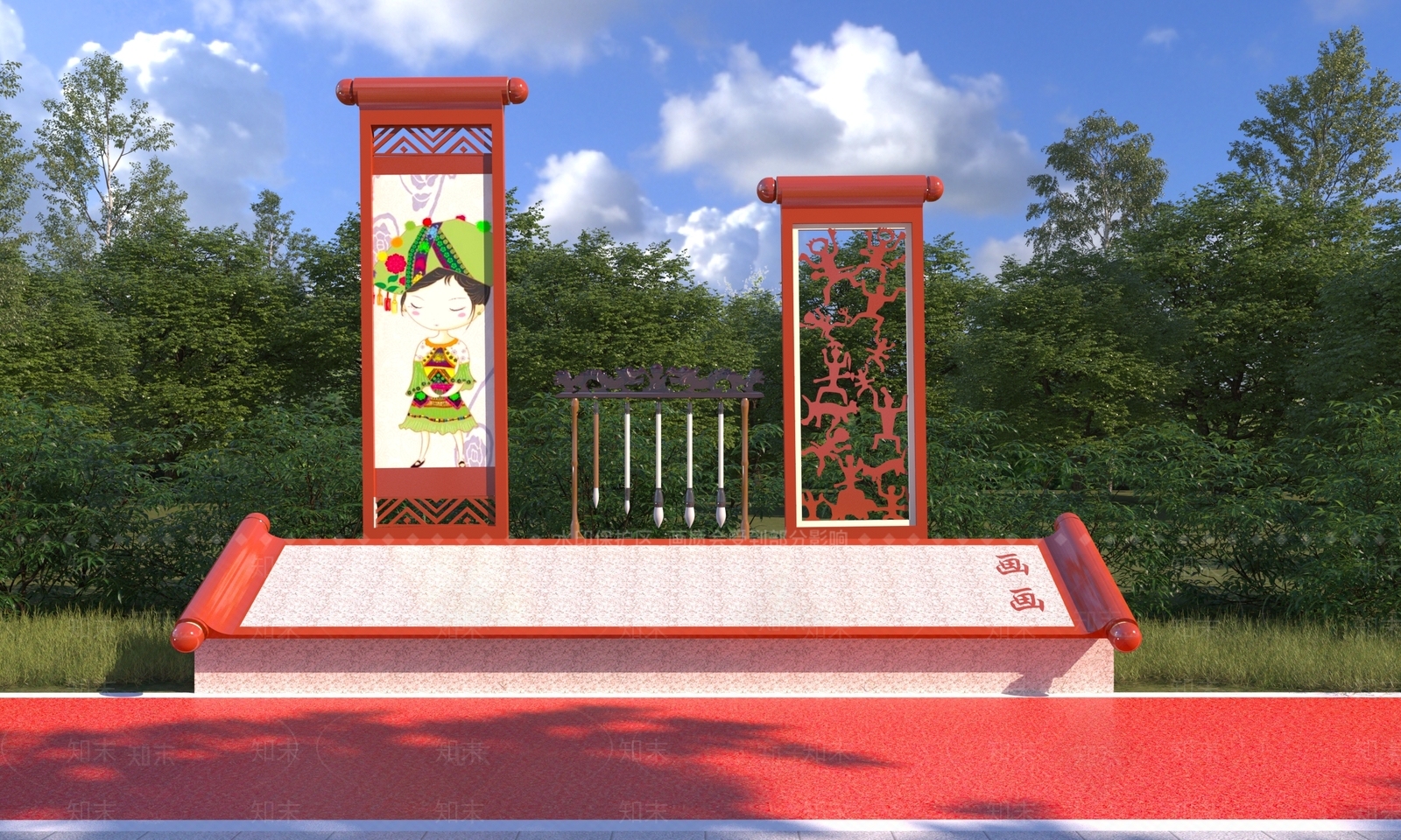 新中式雕塑小品3D模型3D模型下载【ID:1144620333】