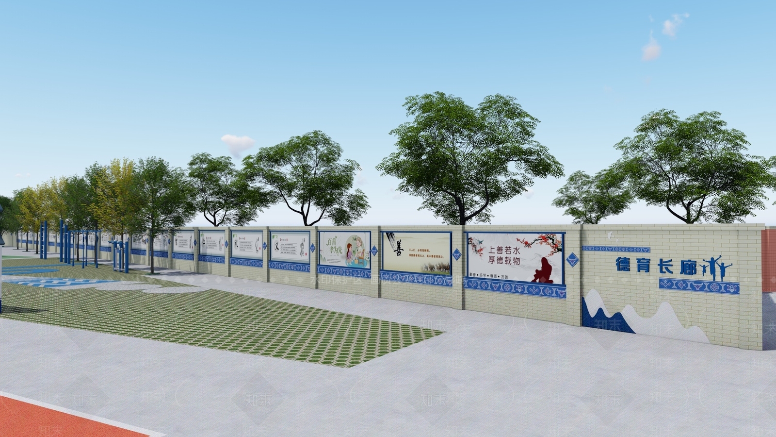 现代校园文化墙SU模型下载【ID:1144705890】
