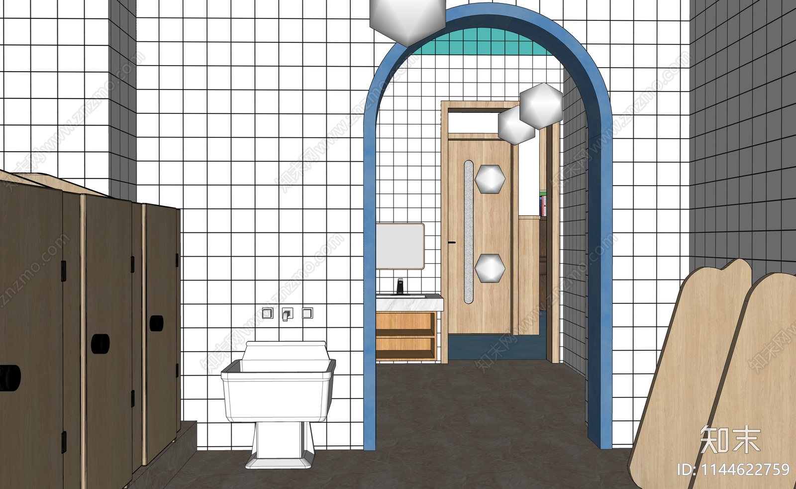 现代儿童卫生间SU模型下载【ID:1144622759】