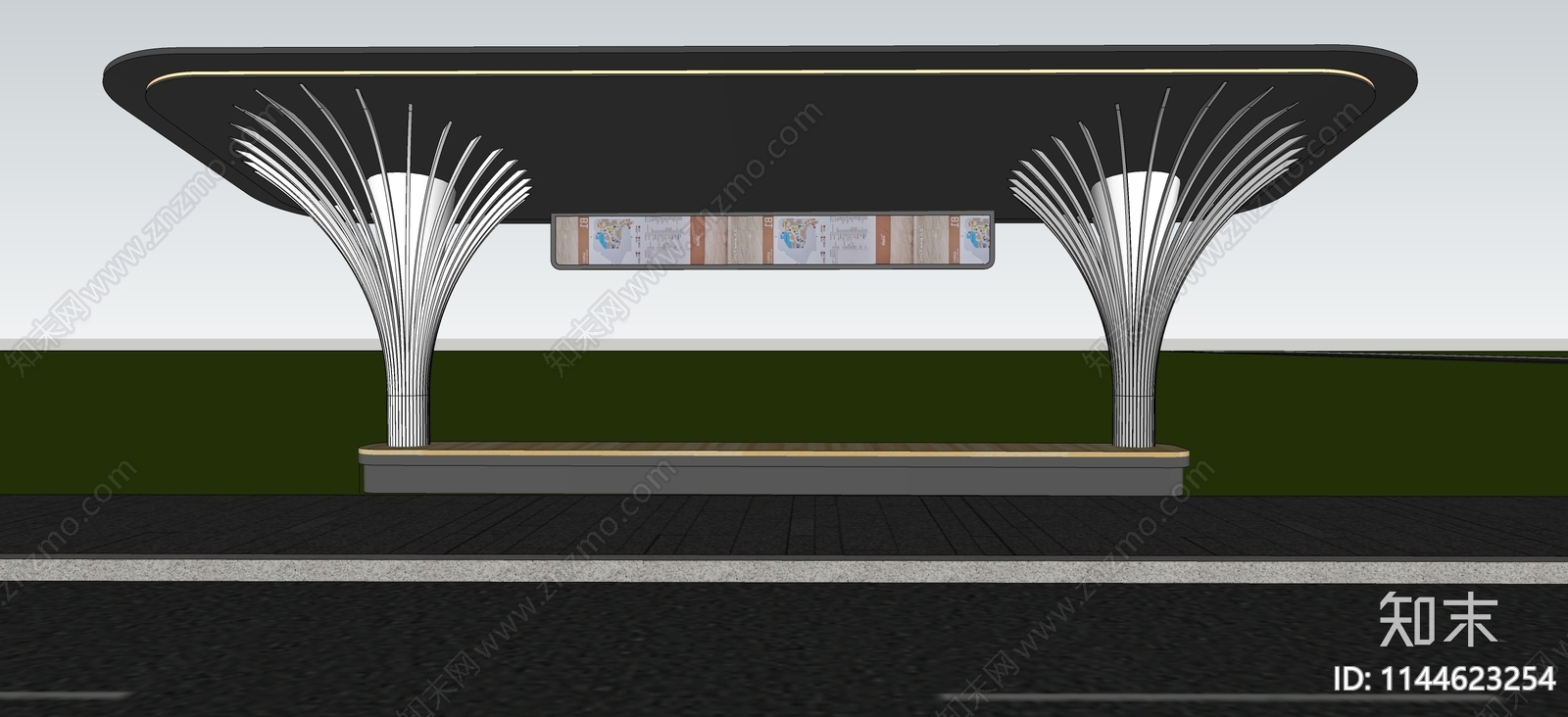 现代公交站台SU模型下载【ID:1144623254】