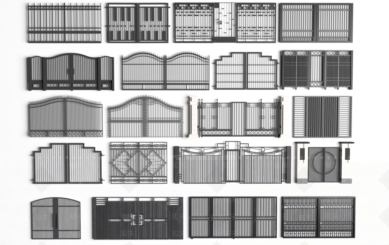 现代铁艺大门SU模型下载【ID:1144626157】