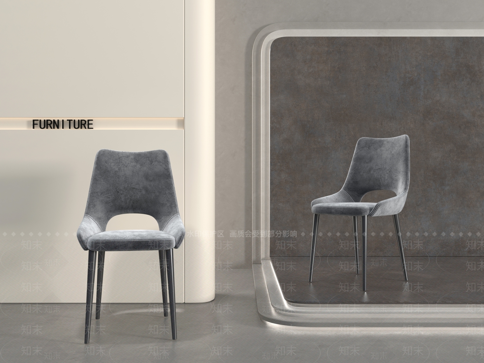 现代时尚极简软包餐椅3D模型下载【ID:1144626015】