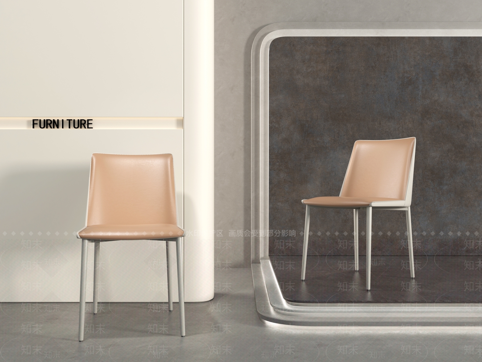 现代软包餐椅3D模型下载【ID:1144626773】