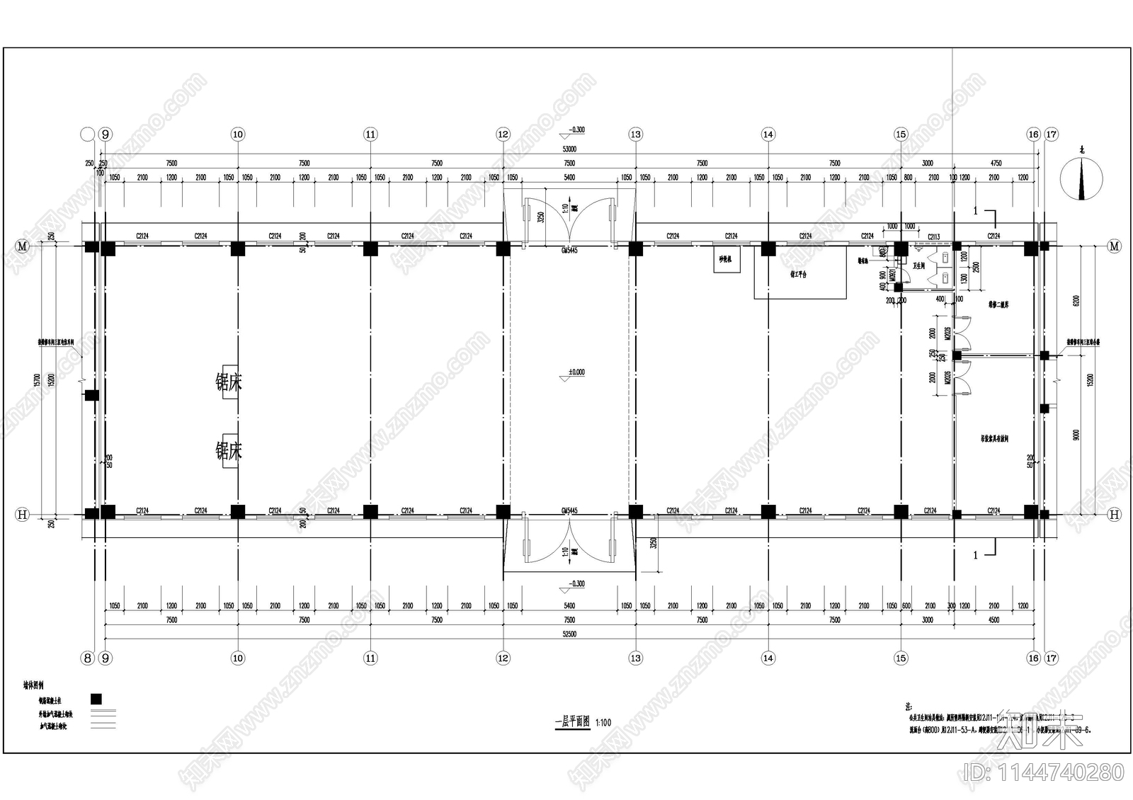 唐山三友车间建筑cad施工图下载【ID:1144740280】