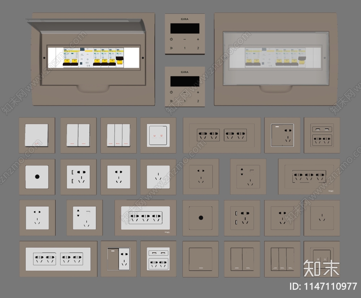 现代开关插座SU模型下载【ID:1147110977】