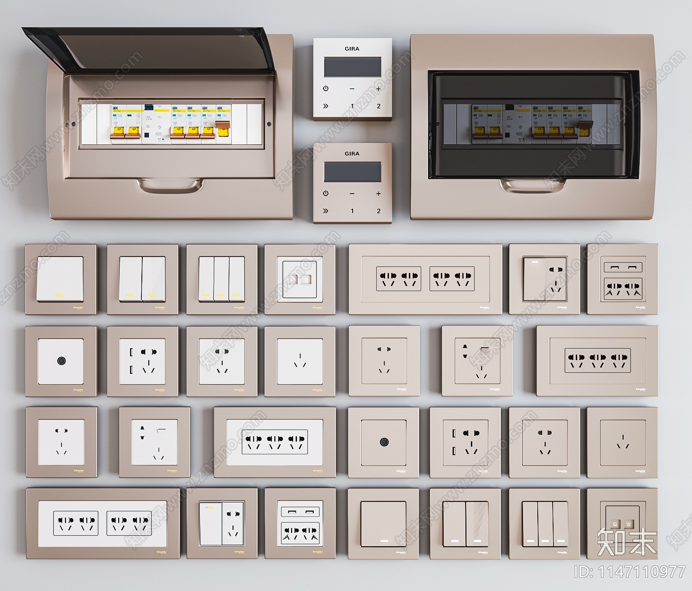 现代开关插座SU模型下载【ID:1147110977】