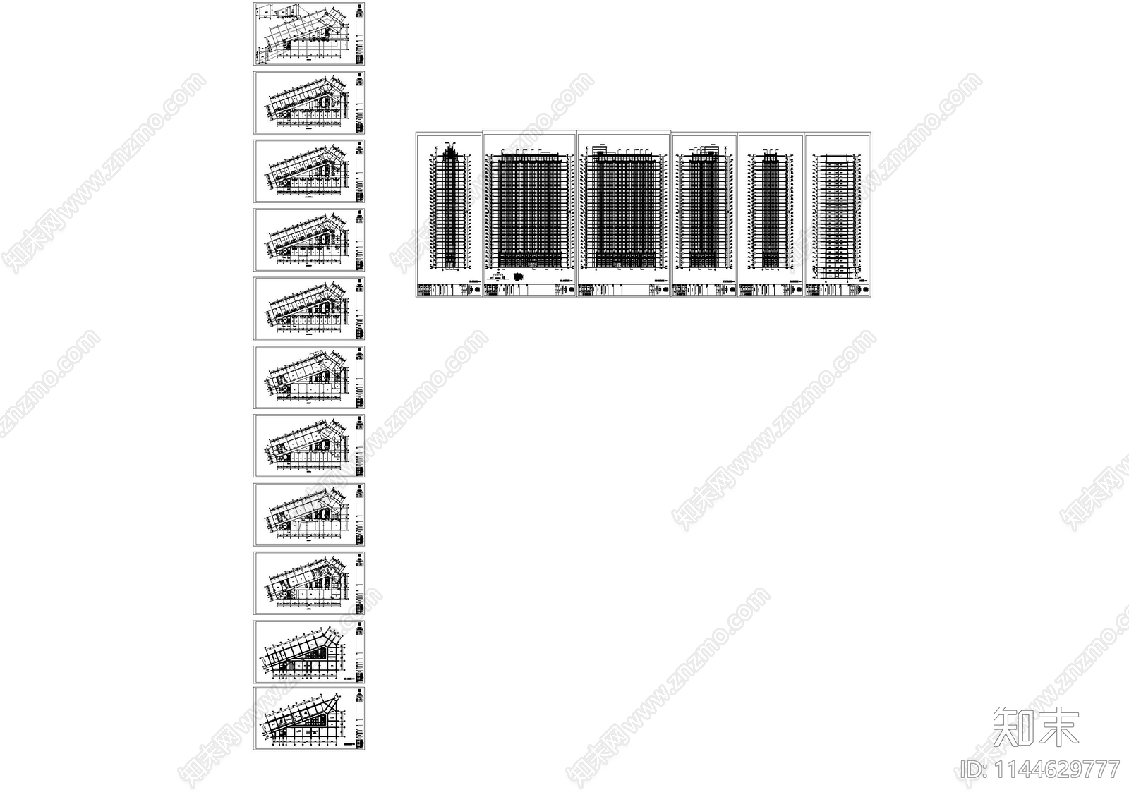 公寓办公楼建筑cad施工图下载【ID:1144629777】