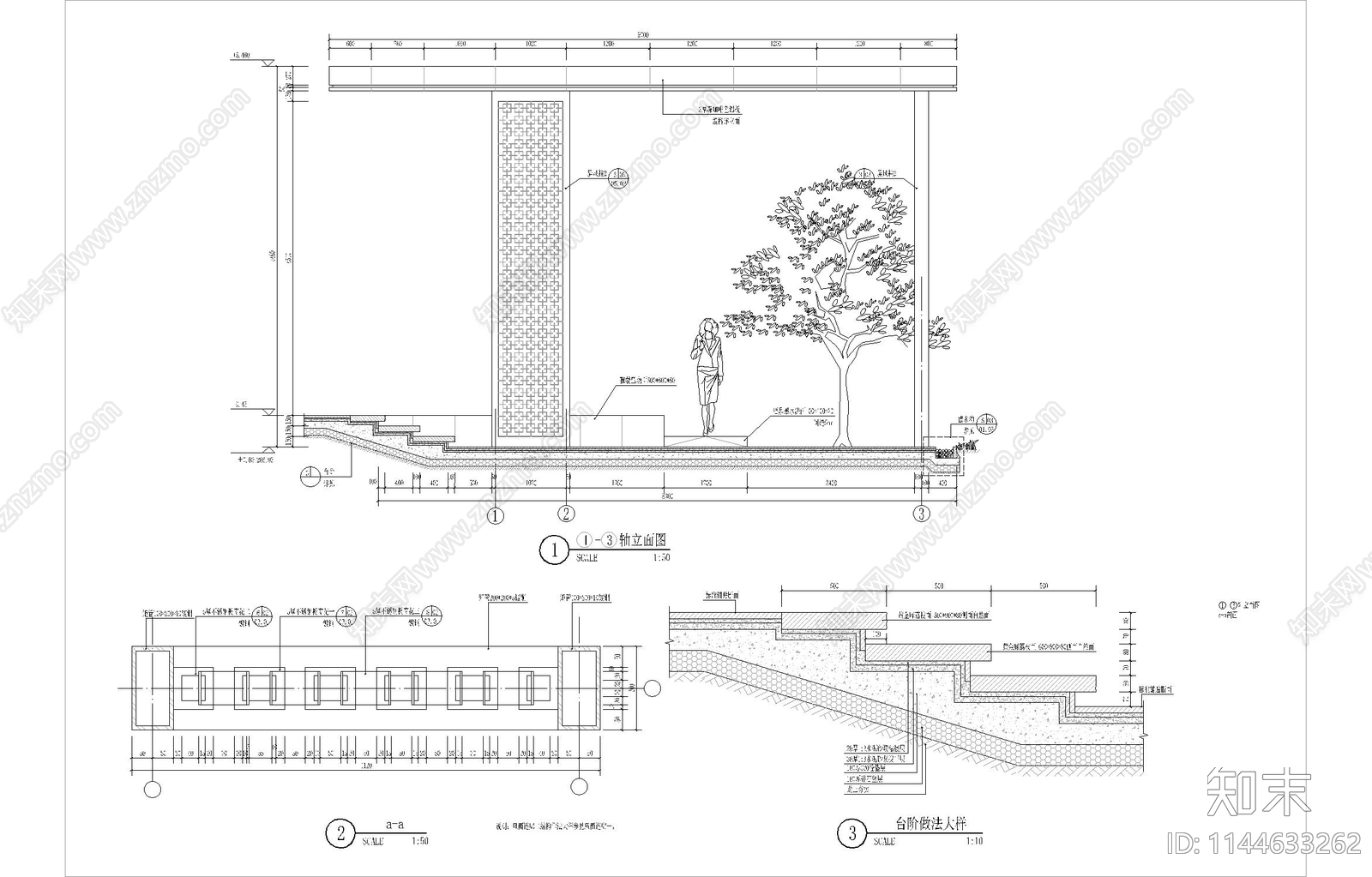 风雨连廊cad施工图下载【ID:1144633262】