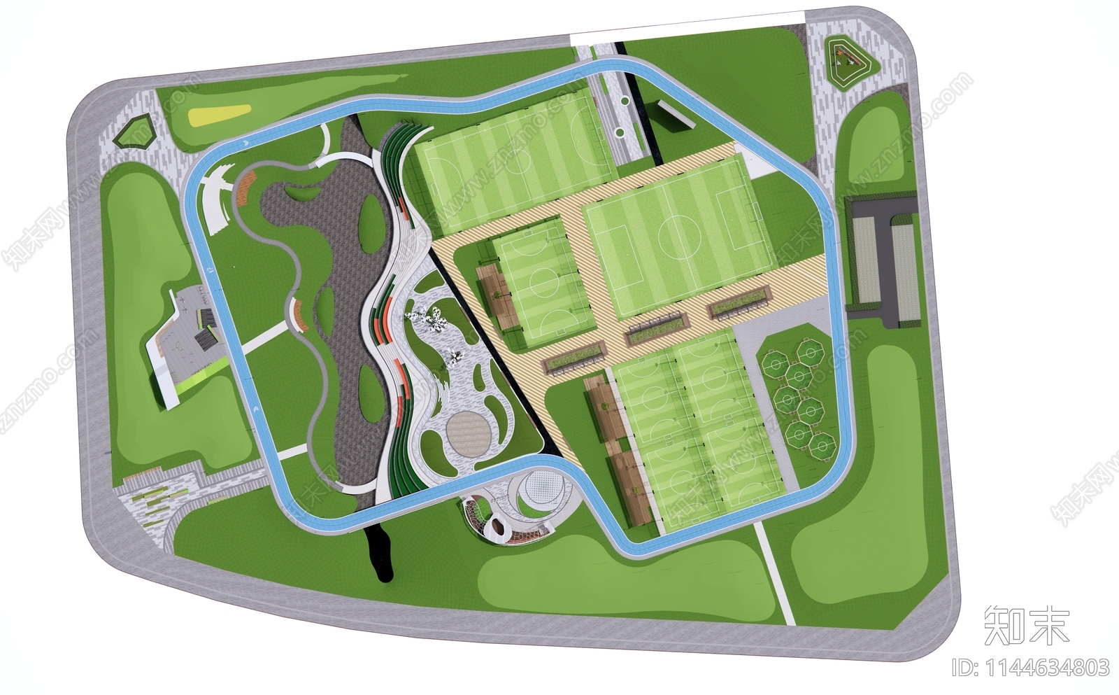 现代足球体育公园SU模型下载【ID:1144634803】