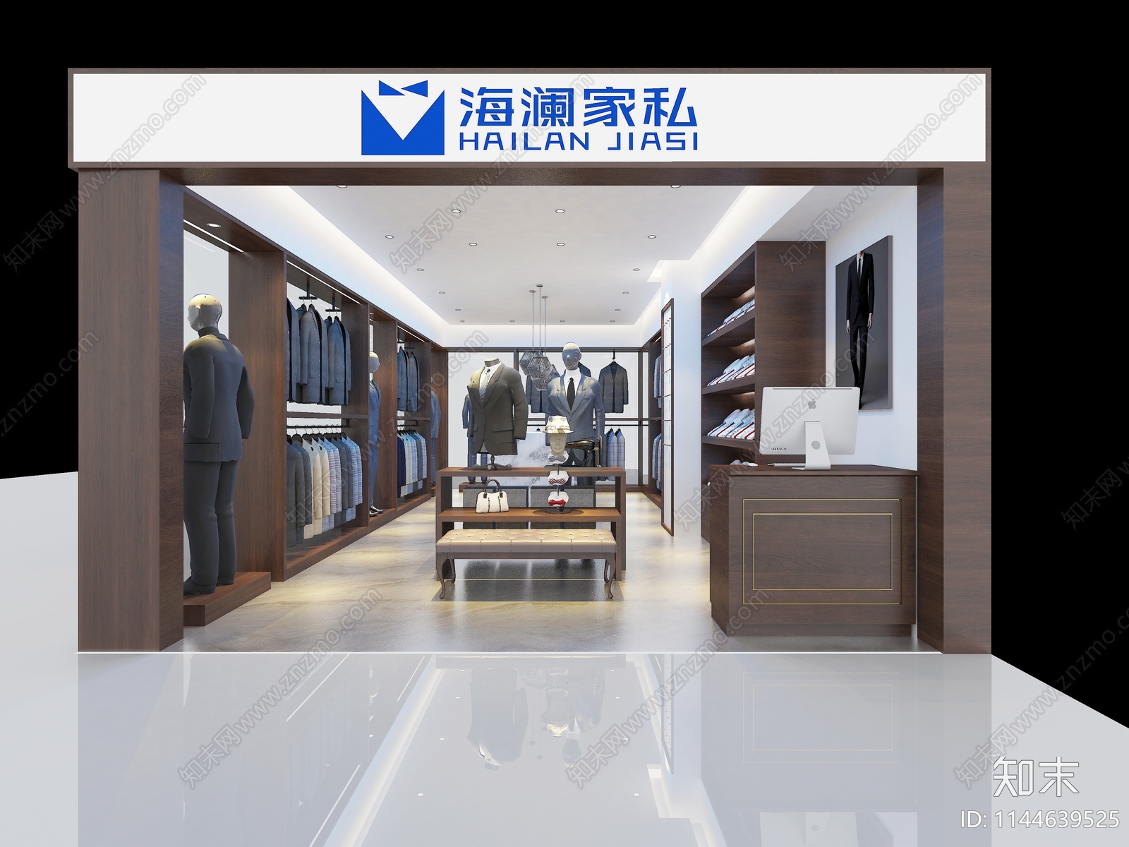 男士服装店3D模型下载【ID:1144639525】