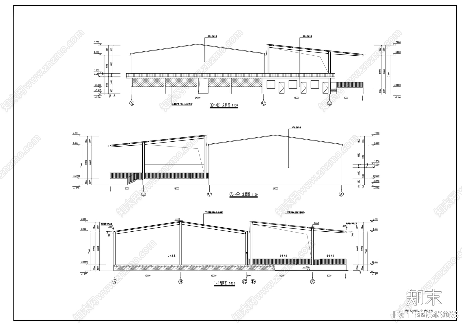 金所街道办冷库建筑cad施工图下载【ID:1144643066】