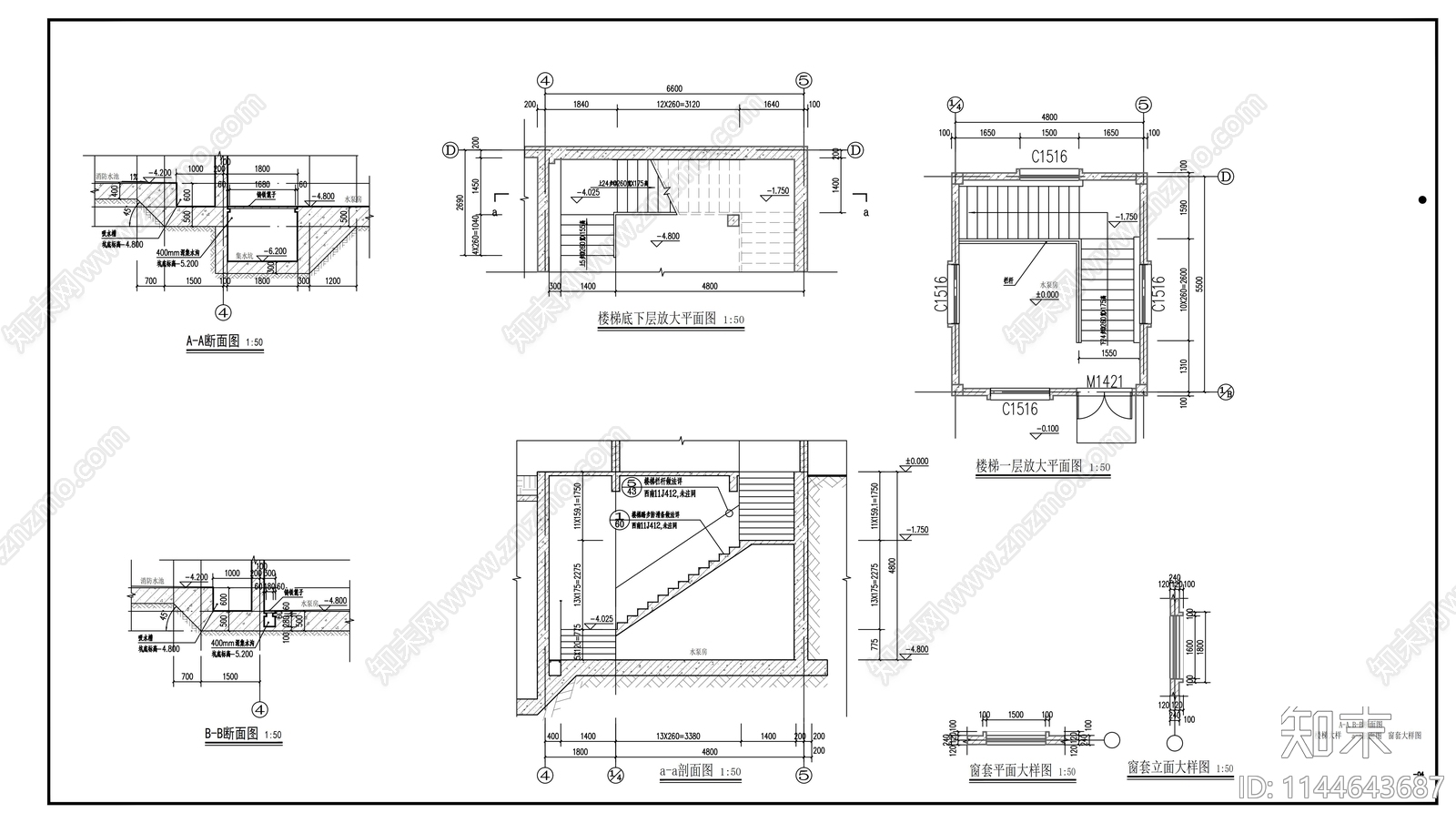 消防水池及水泵房建筑cad施工图下载【ID:1144643687】