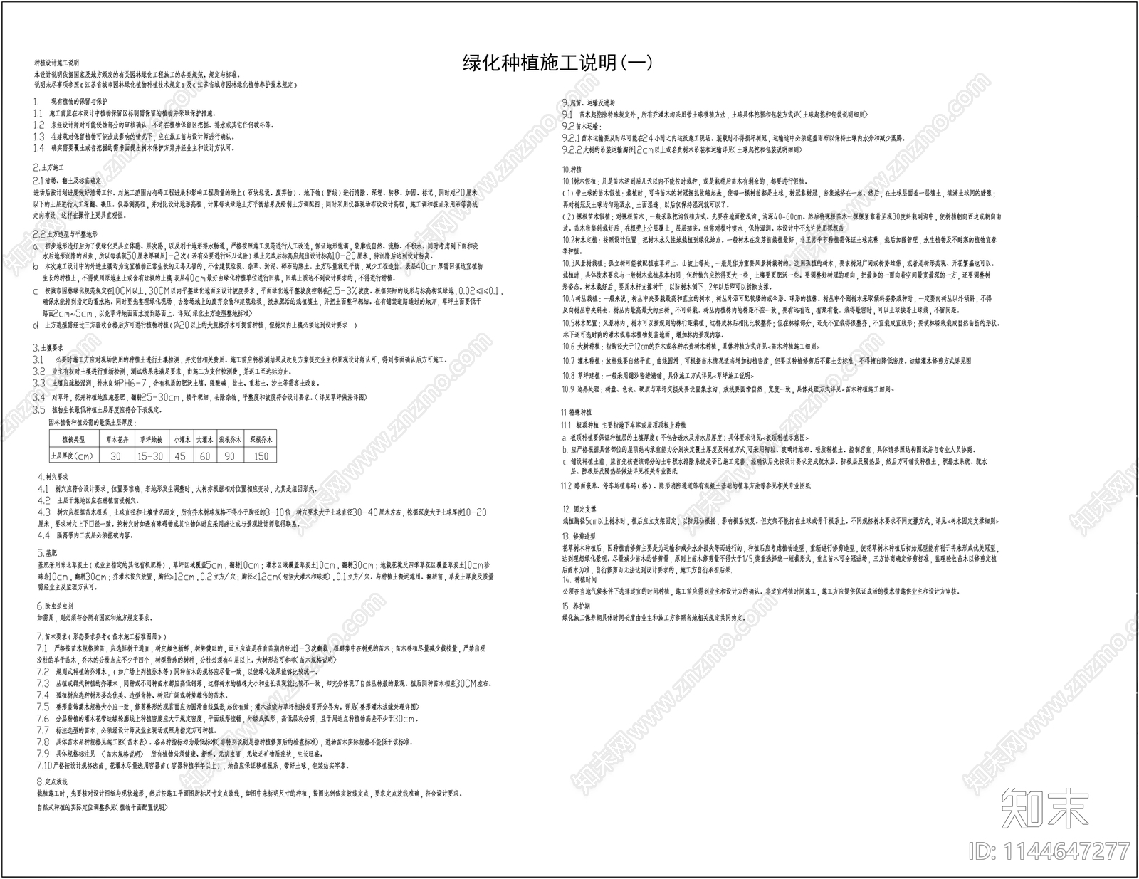 绿化施工说明cad施工图下载【ID:1144647277】