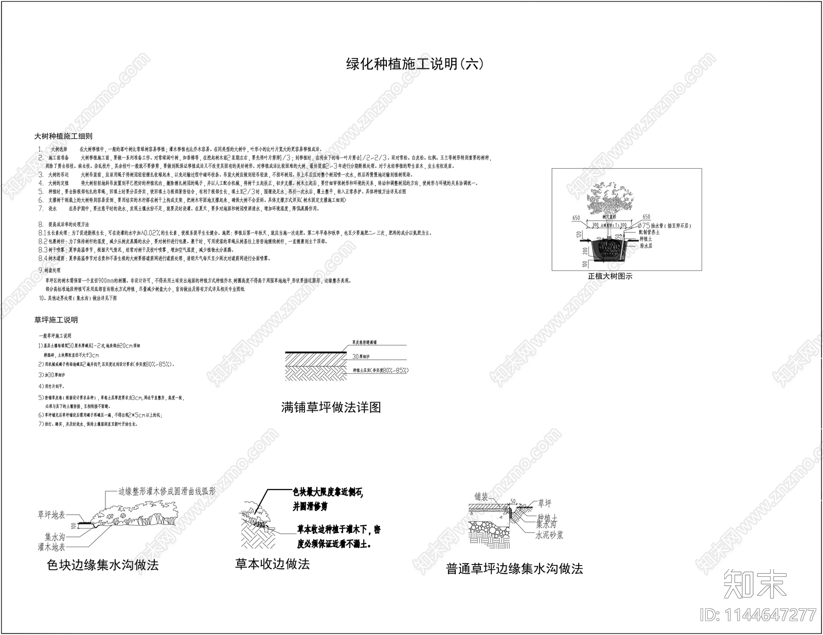 绿化施工说明cad施工图下载【ID:1144647277】