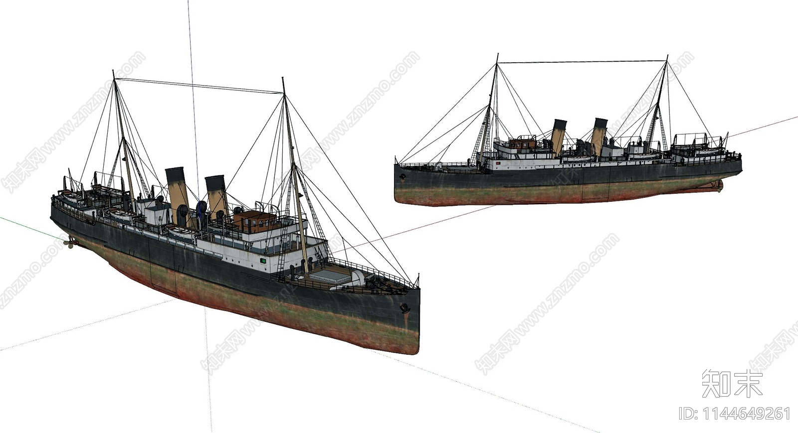 老旧轮船SU模型下载【ID:1144649261】