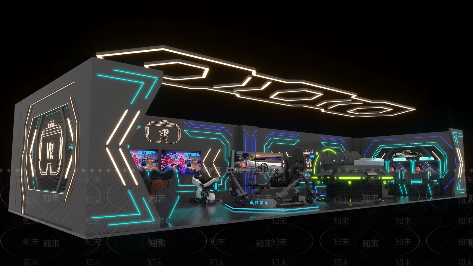 现代VR游戏厅3D模型下载【ID:1144649835】