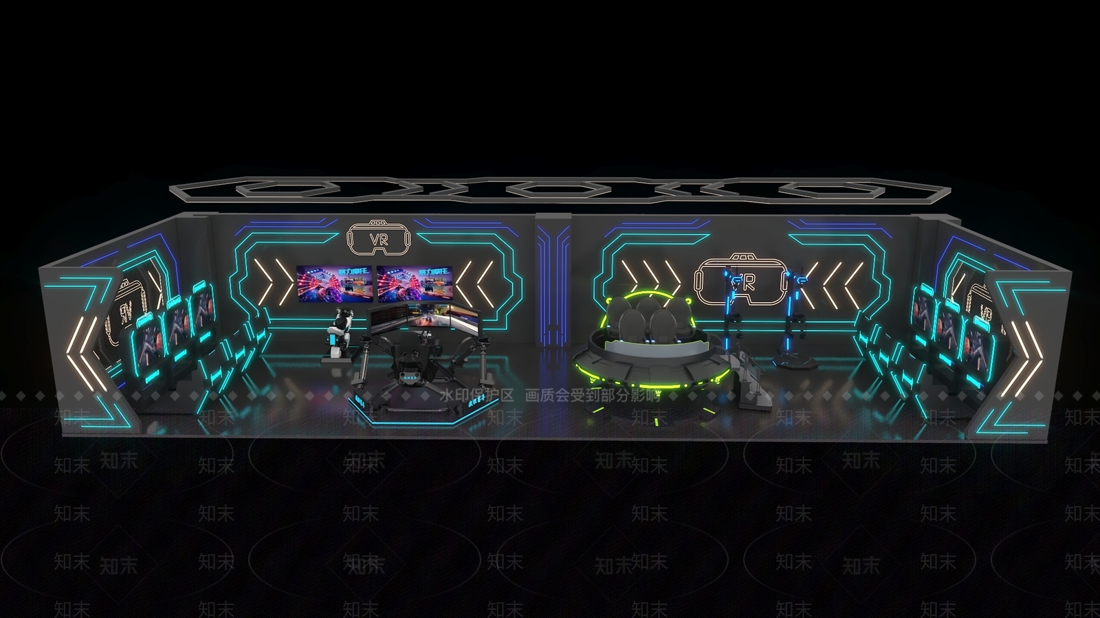 现代VR游戏厅3D模型下载【ID:1144649835】