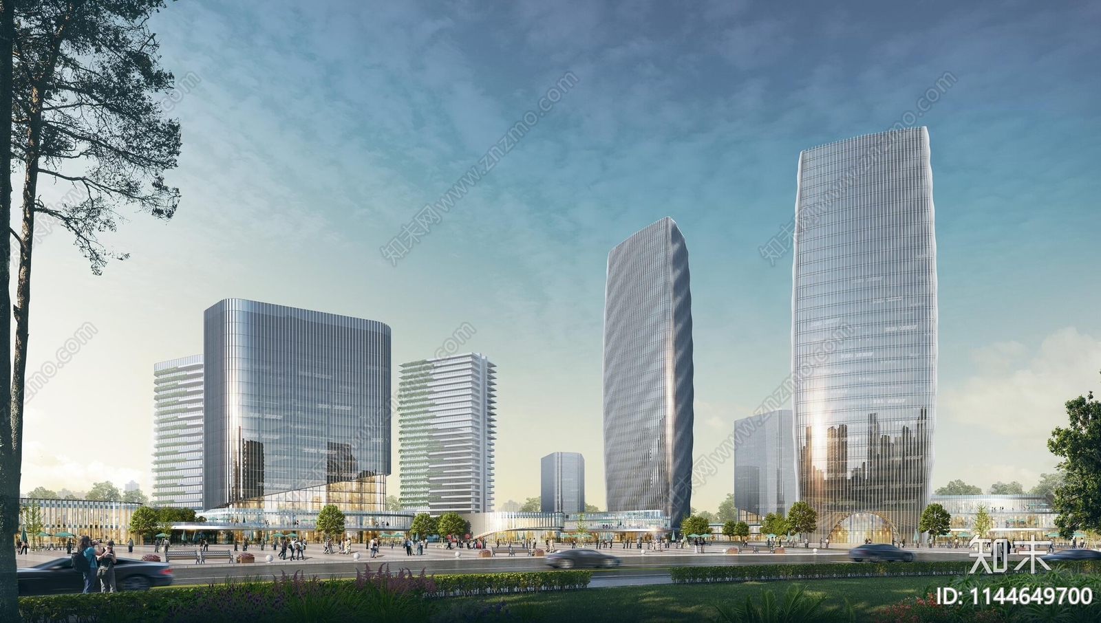 青岛董家口临港产业园区中心商务区建筑方案下载【ID:1144649700】