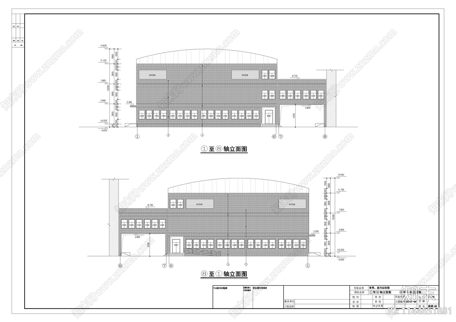 小学食堂室内球场建筑施工图下载【ID:1144651881】