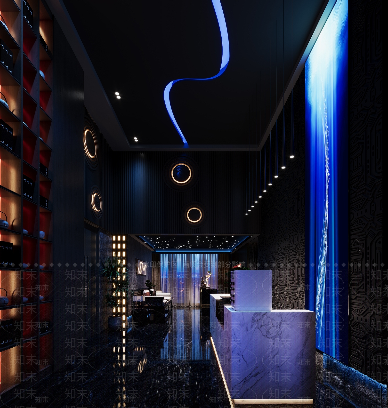 现代足浴会所大厅3D模型下载【ID:1144655439】