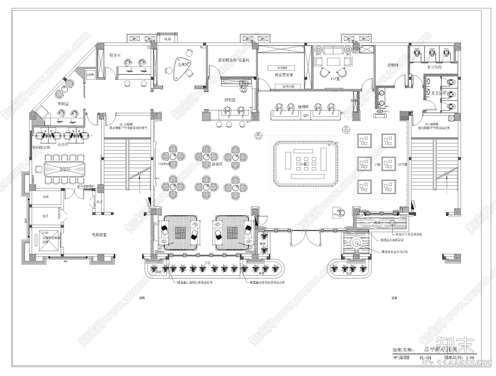 450m²精装售楼中心室内cad施工图下载【ID:1144655699】