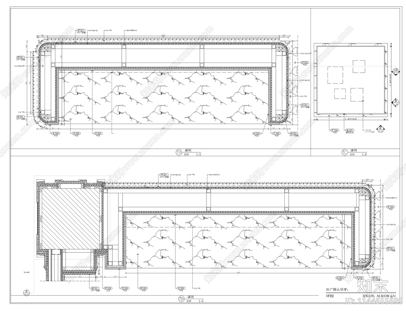 450m²精装售楼中心室内cad施工图下载【ID:1144655699】