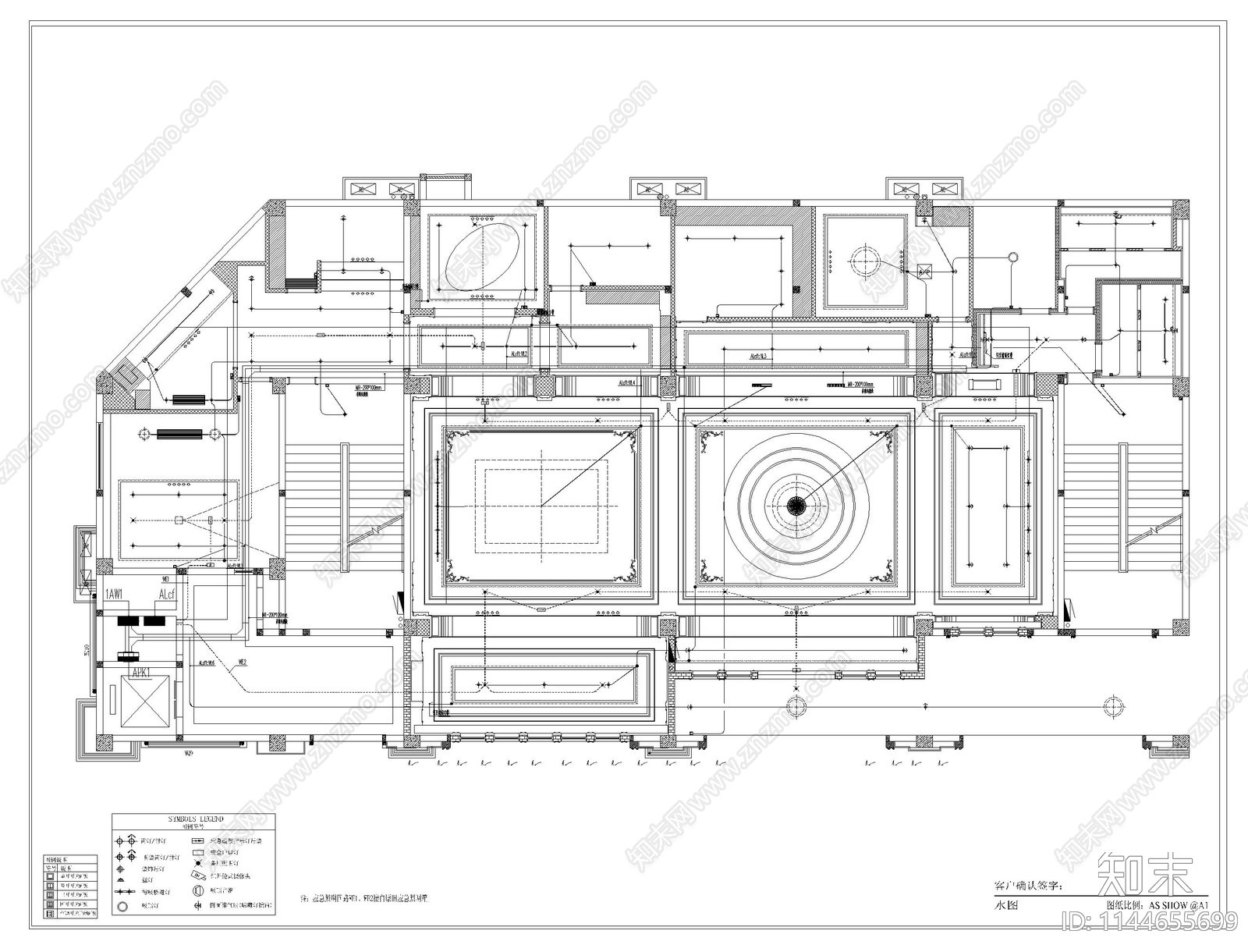 450m²精装售楼中心室内cad施工图下载【ID:1144655699】