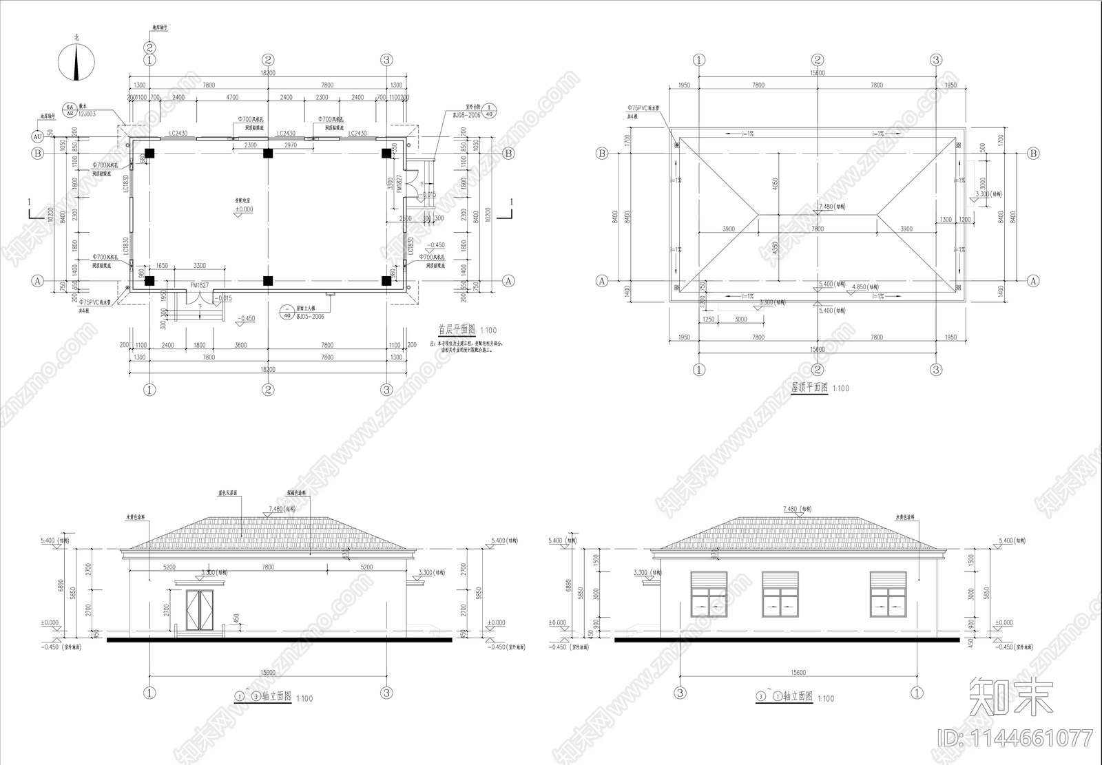 变配电站建筑cad施工图下载【ID:1144661077】