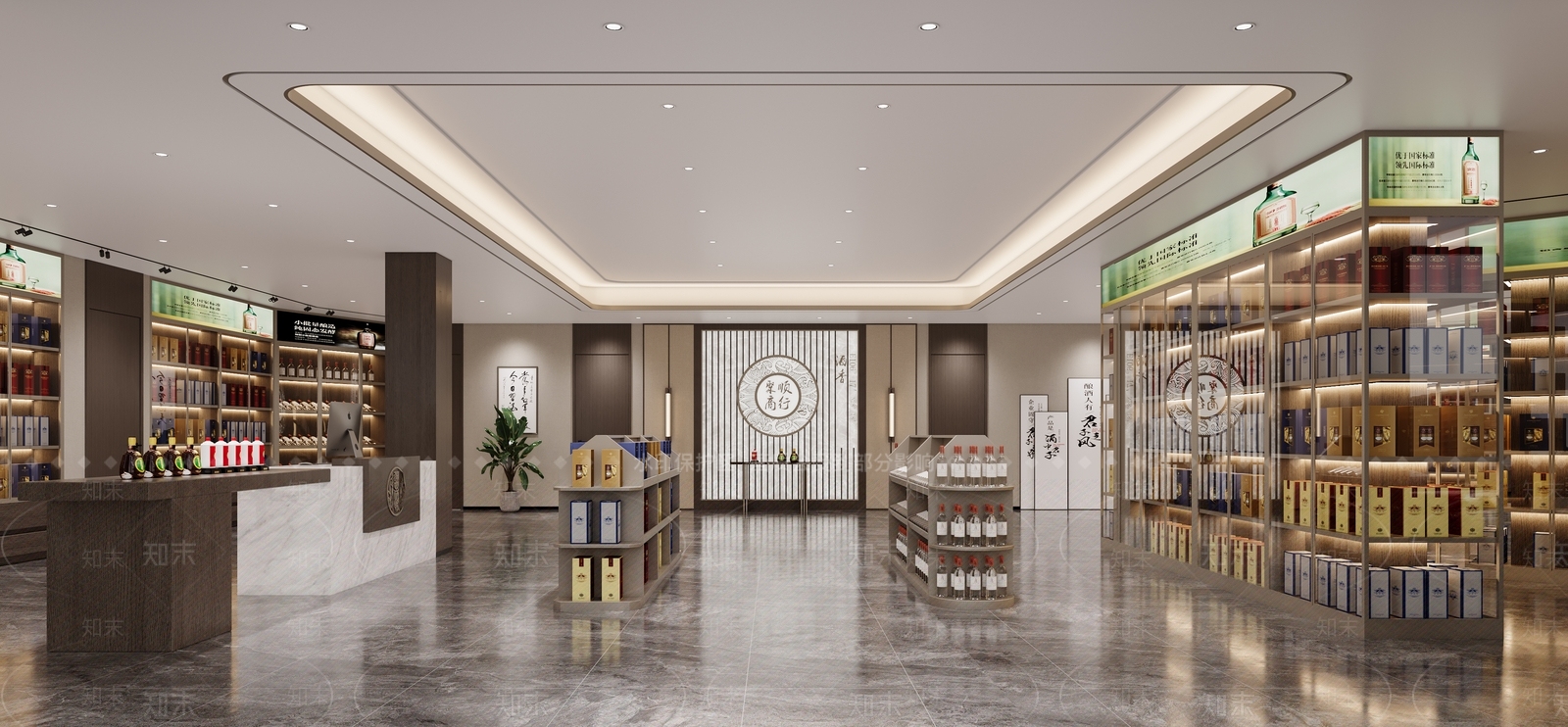 新中式烟酒店3D模型下载【ID:1144665446】
