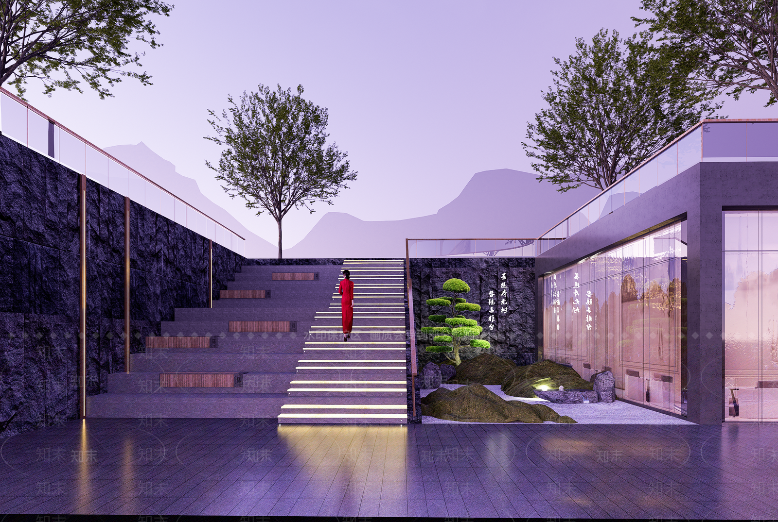 现代台阶景观SU模型下载【ID:1144666312】