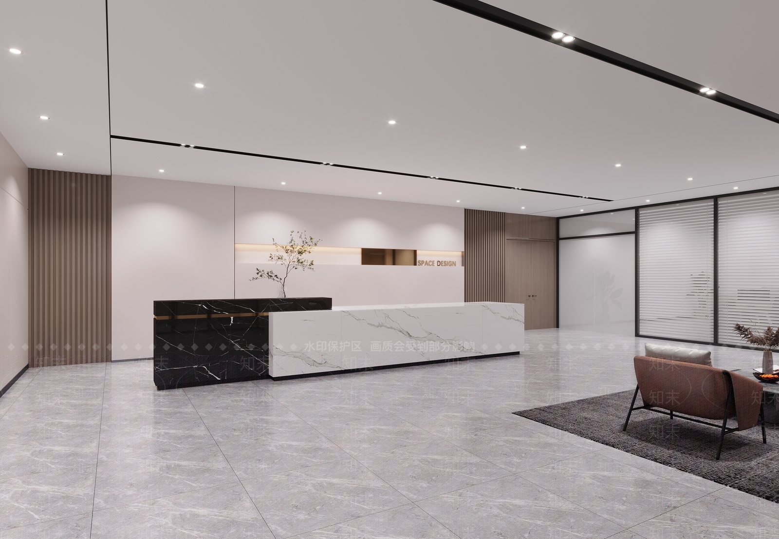 现代接待前台3D模型下载【ID:1144666727】