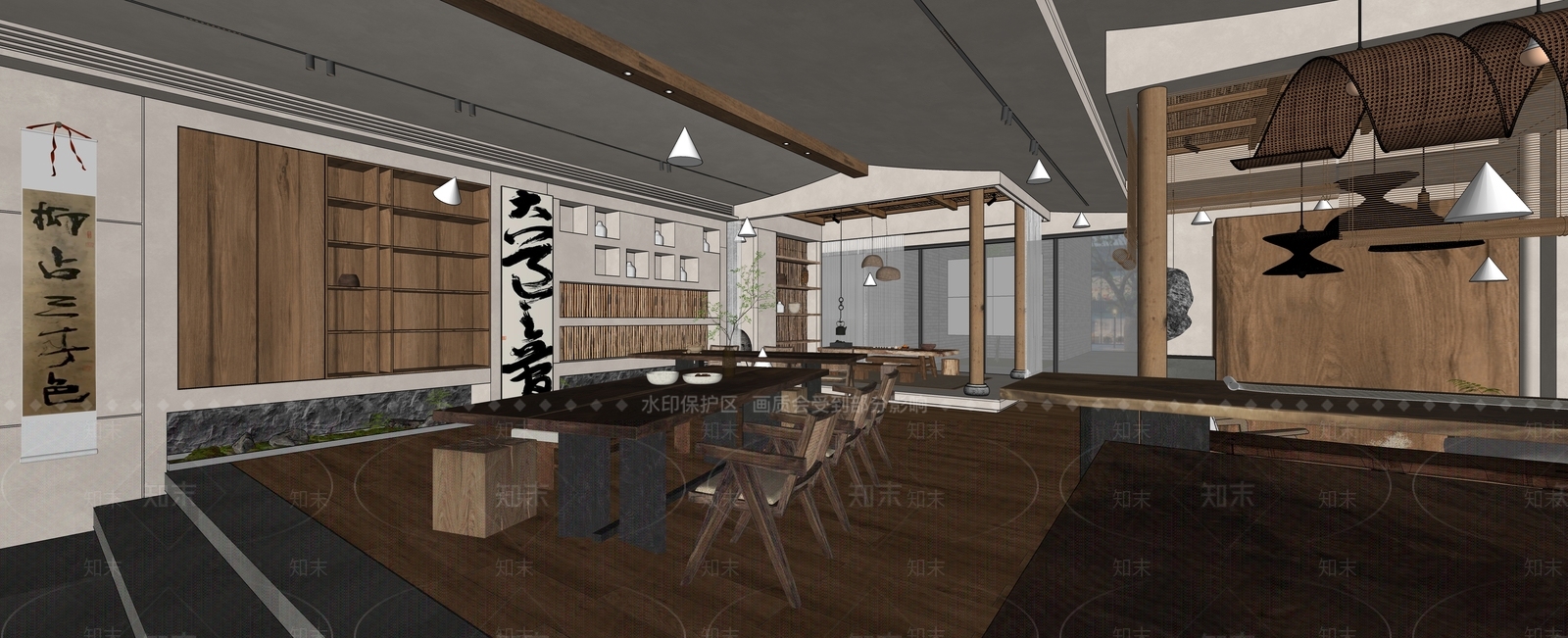 新中式茶馆工作室SU模型下载【ID:1144667077】