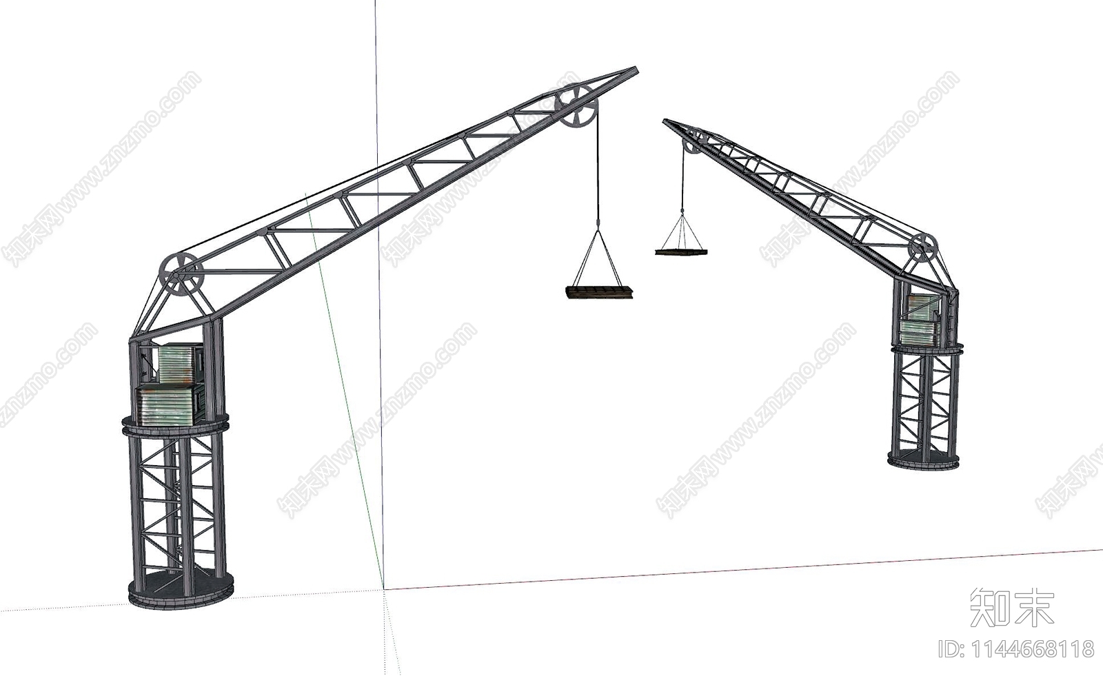 老旧工业起重机SU模型下载【ID:1144668118】