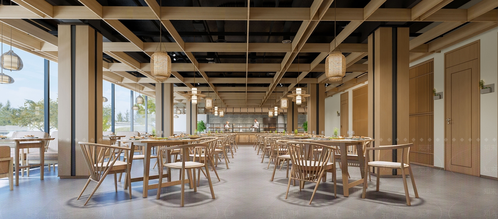 新中式酒店餐厅SU模型下载【ID:1144671139】