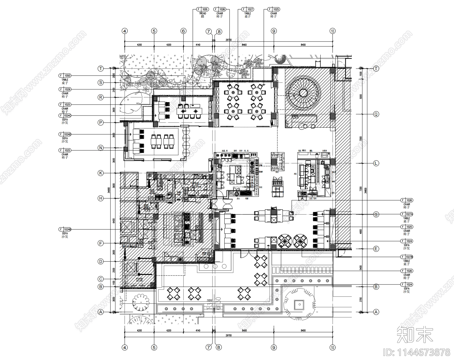 500㎡标准自助餐厅全日制餐厅cad施工图下载【ID:1144673878】