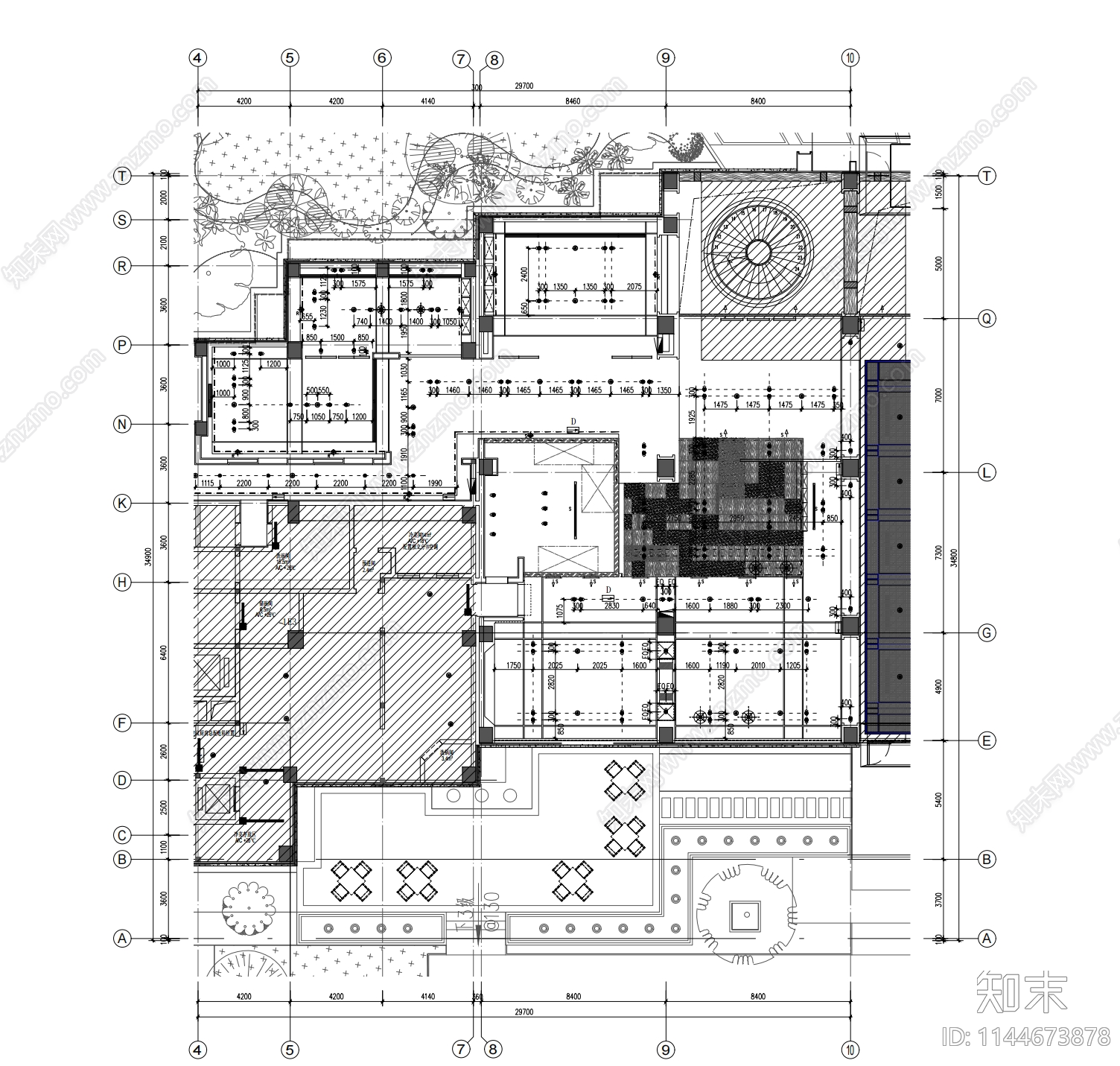 500㎡标准自助餐厅全日制餐厅cad施工图下载【ID:1144673878】