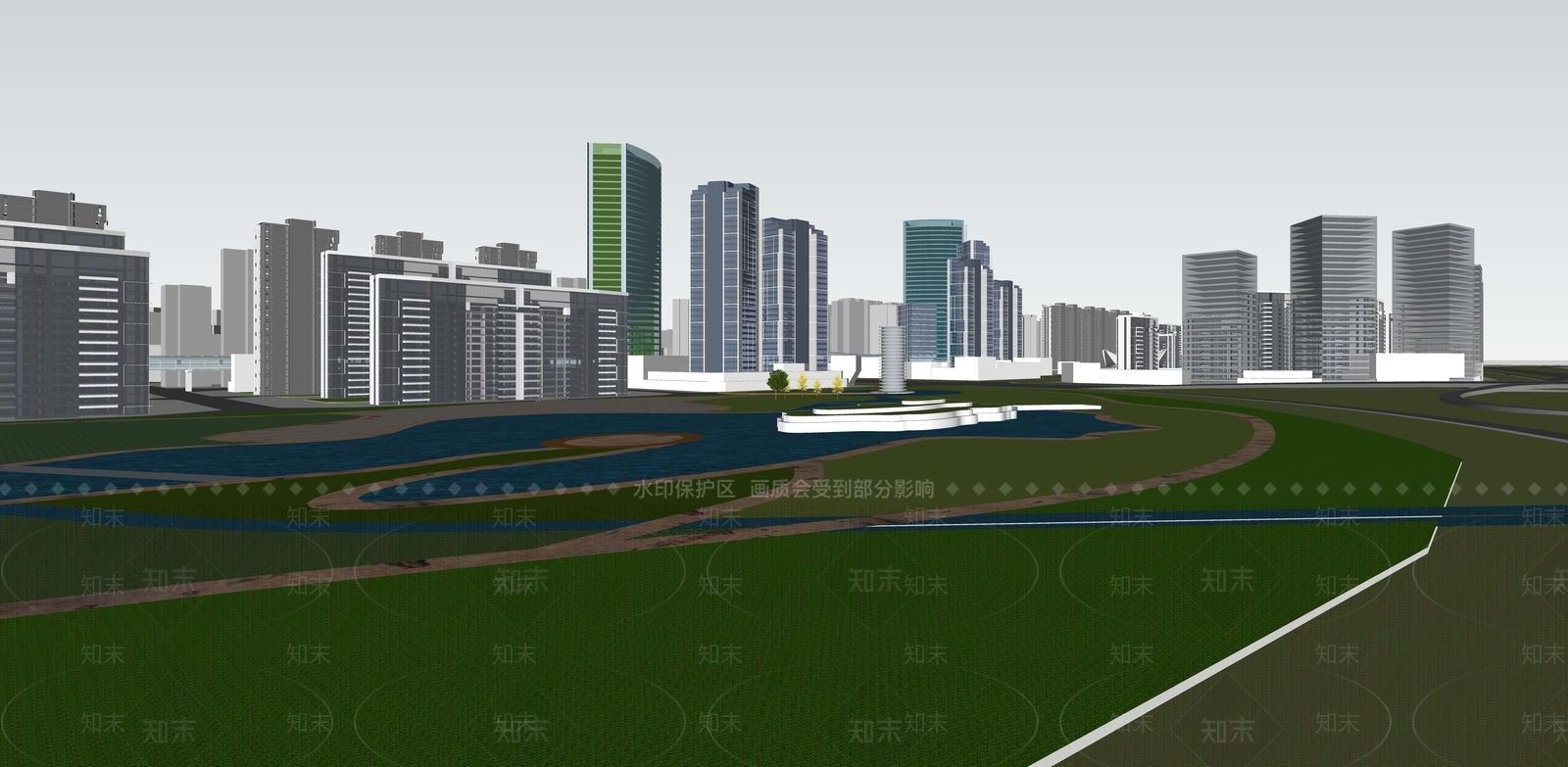 现代鸟瞰图规划SU模型下载【ID:1144698972】