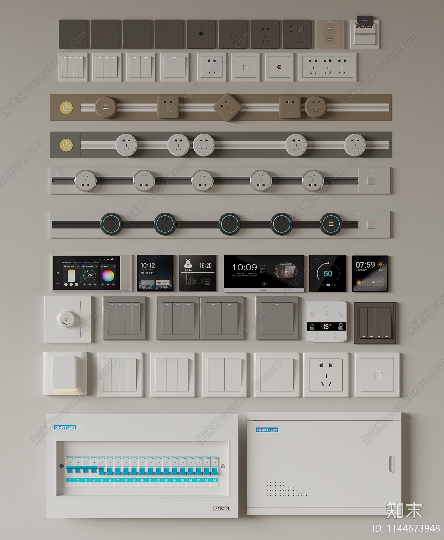 现代开关插座组合SU模型下载【ID:1144673948】