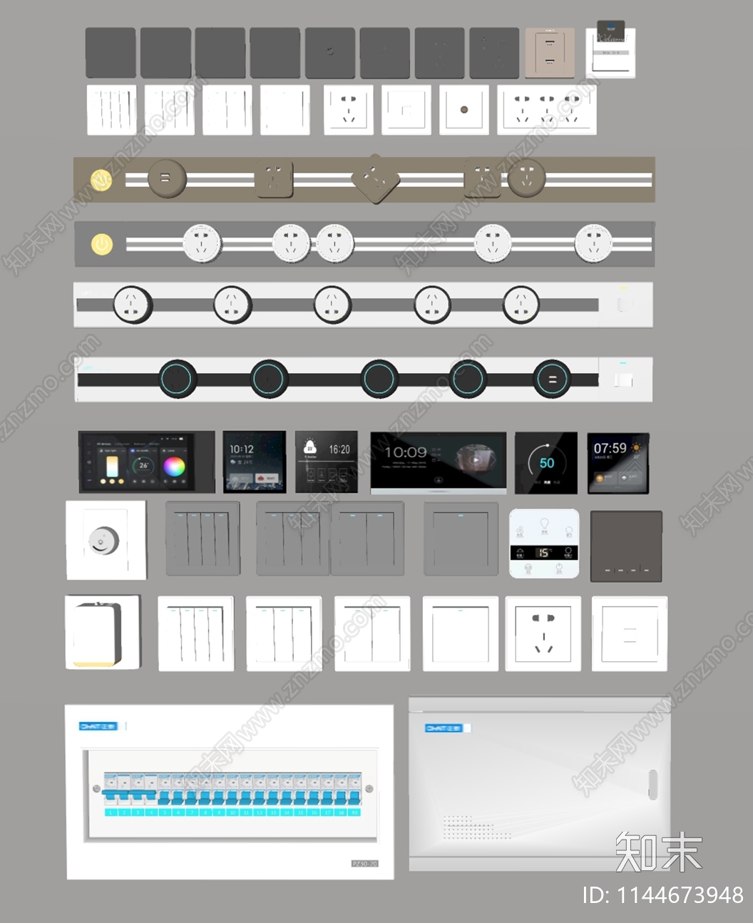 现代开关插座组合SU模型下载【ID:1144673948】