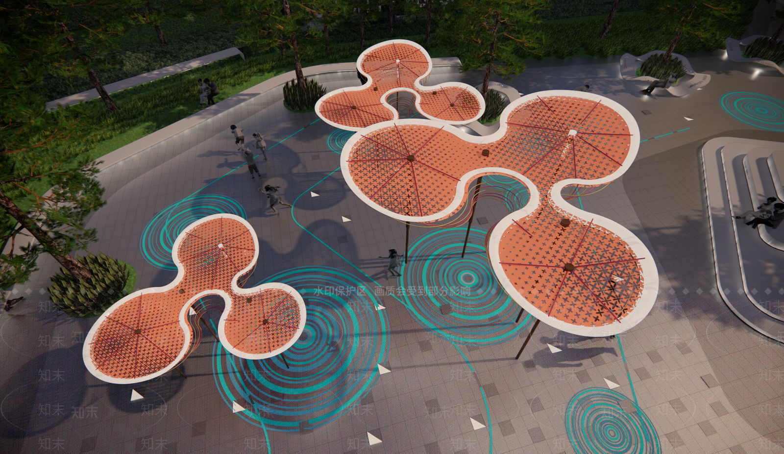 现代花瓣艺术广场SU模型下载【ID:1144678993】