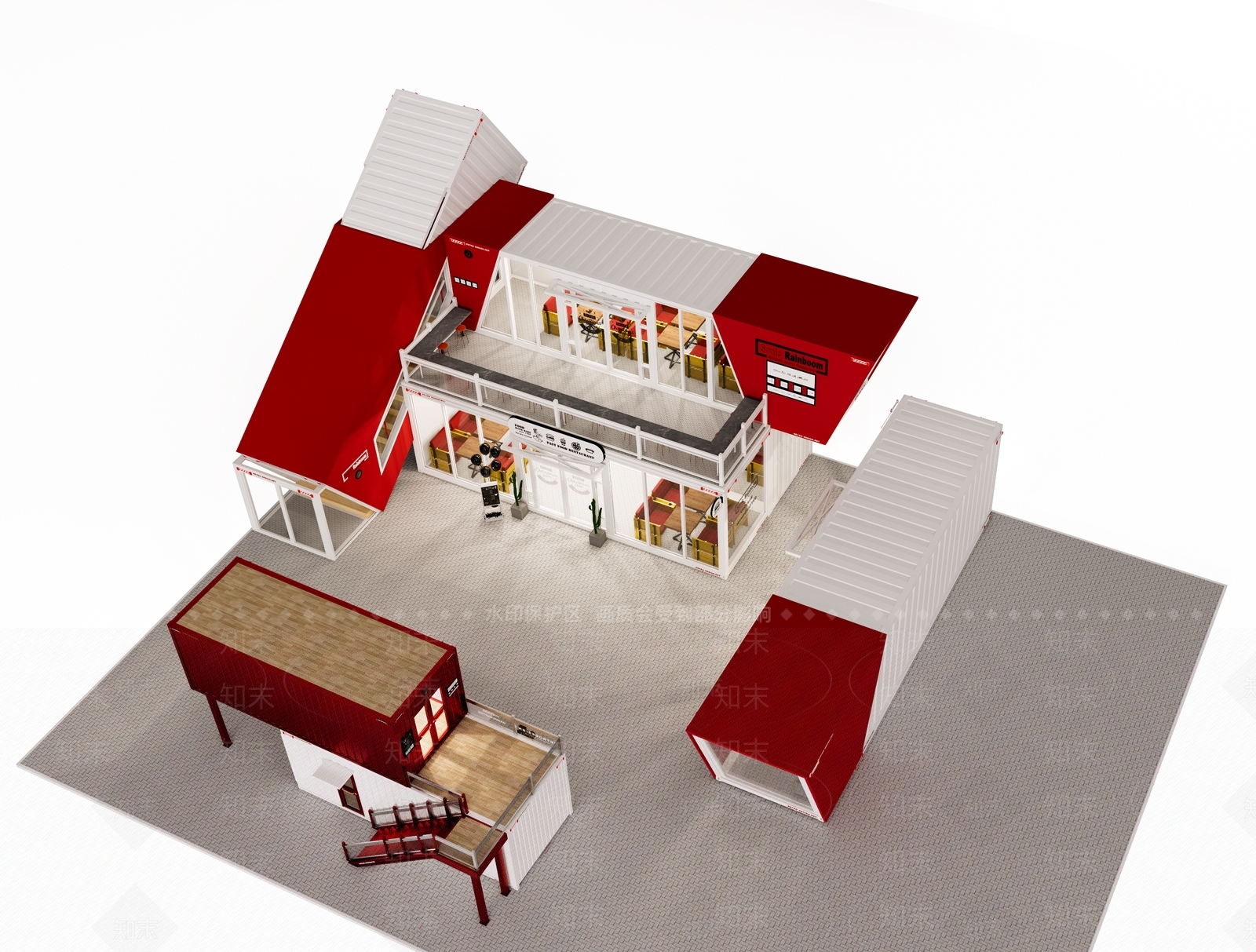 工业集装箱西餐厅SU模型下载【ID:1144679883】